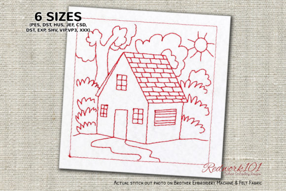 A Cozy Home Nestled in Nature: A Redwork Embroidery Review