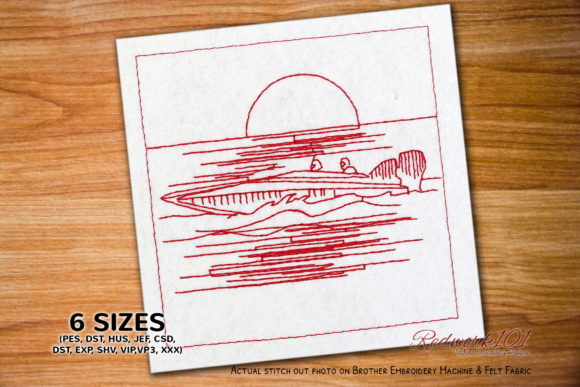 Boat Racing Bluework: A Premium Embroidery Design