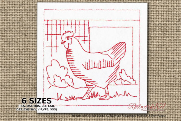 Charming Chicken in Farm Embroidery