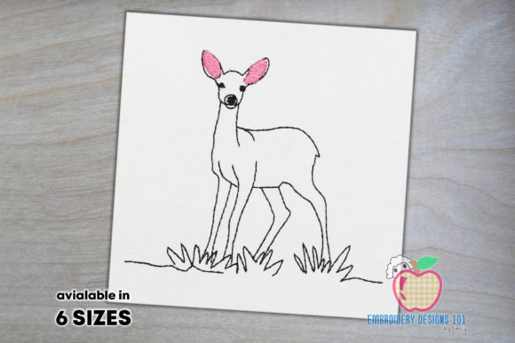 Charming Fawn Standing on Grass Sketch