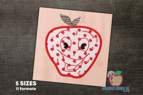 Charming Red Smiling Strawberry Applique