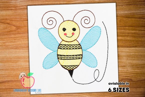 Cute Cartoon Bee Sketch Embroidery for Seasonal Projects