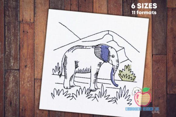 Elephant Standing in Forest Sketch