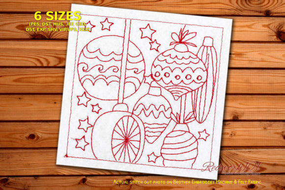 Hanging Christmas Balls Redwork Embroidery Design Review