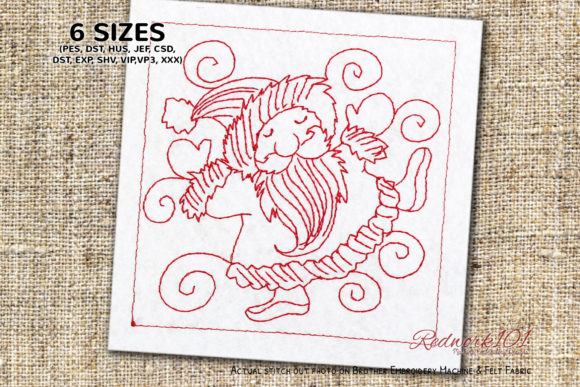 Happy Santa Claus Dancing Redwork: A Festive Addition
