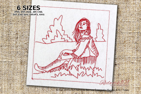 Model Woman Redwork: A Charming Embroidery Design