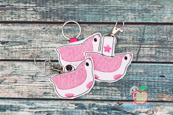 Pink Fairy Armadillo in the Hoop Keyfob