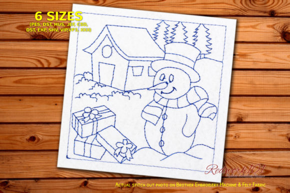 Why Snowman with Gifts Redwork is a Craft Fair Standout