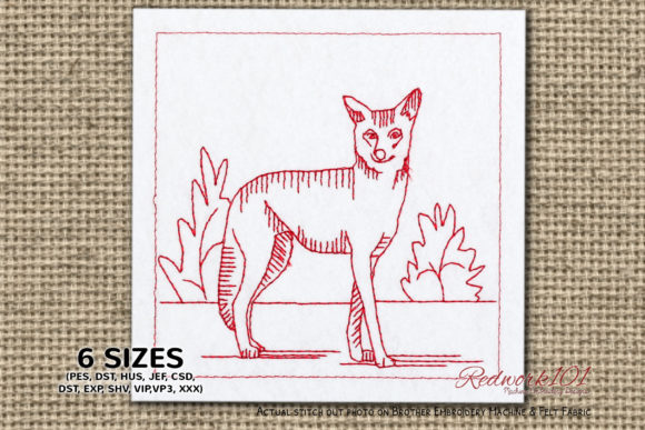 Wild Coyote Redwork: A Versatile Embroidery Design