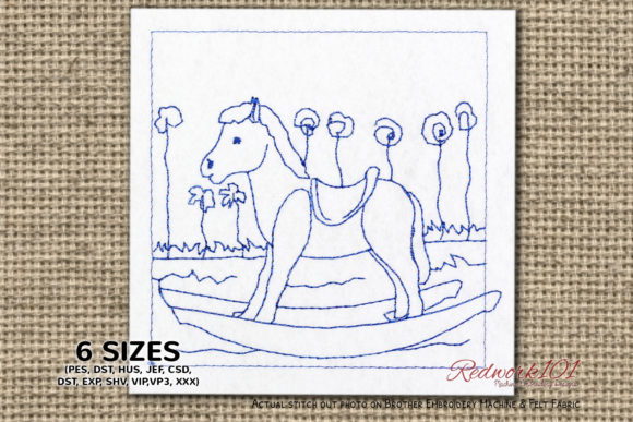 Wooden Riding Horse Lineart Embroidery Design Review